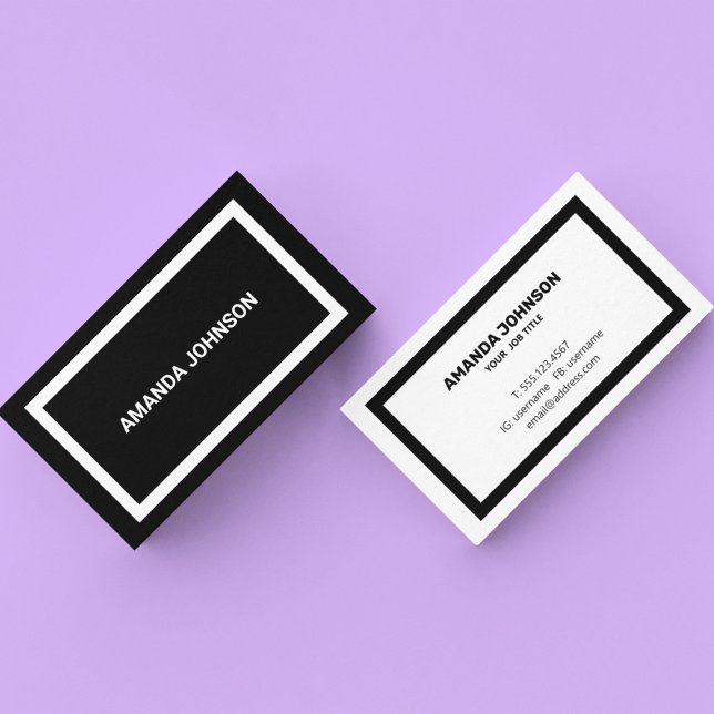 Carte De Visite Élégant moderne noir & blanc professionnel (Créateur téléchargé)