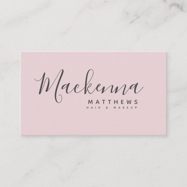 Carte De Visite Élégant moderne Nom personnalisé Blush Pink Salon (Devant)