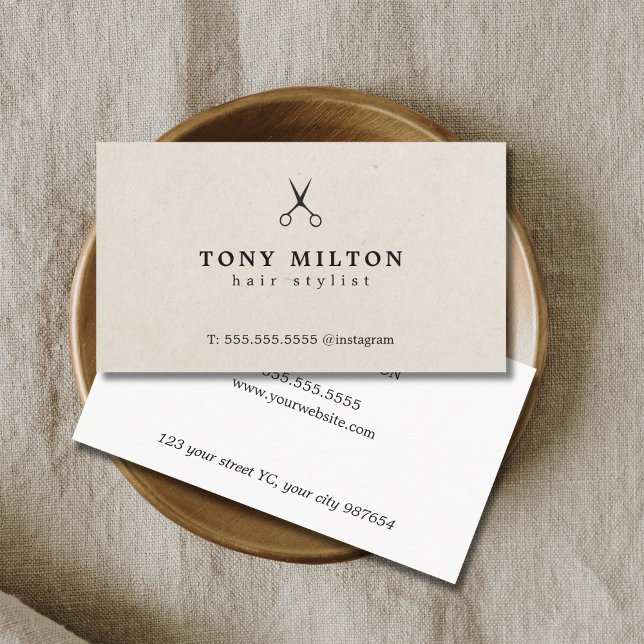 Carte De Visite Elégant moderne papier texture ciseaux Coiffeur (Créateur téléchargé)
