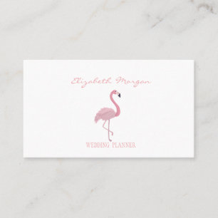 Carte De Visite Élégant Moderne Professionnel Blanc, Flamant Rose