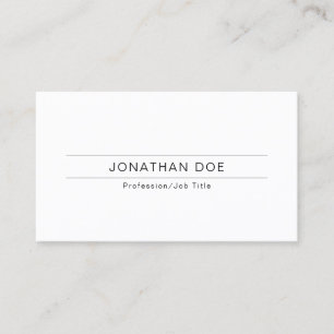 Carte De Visite Élégant Moderne Professionnel Blanc Simple Uni