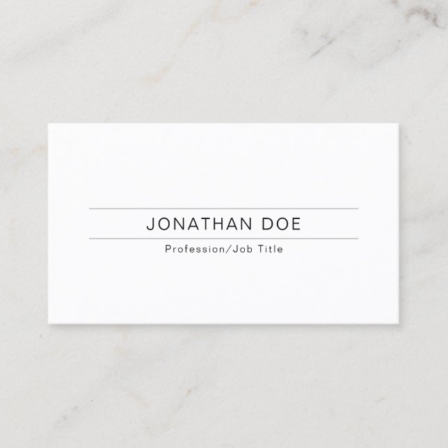Carte De Visite Élégant Moderne Professionnel Blanc Simple Uni (Devant)