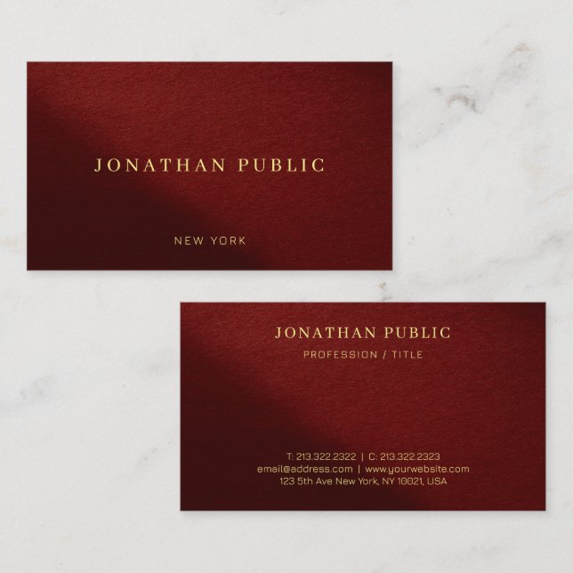 Carte De Visite Elégant Moderne Professionnel Luxe tendance Bordea (Devant / Derrière)