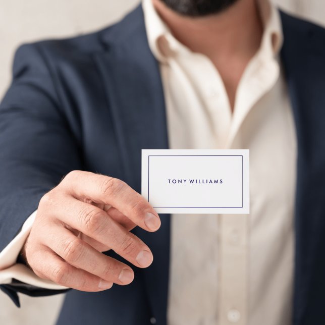 Carte De Visite Élégant Moderne Professionnel Minimal Blanc & Bleu (Elegant Modern Professional Minimal White & Blue Business Card
)