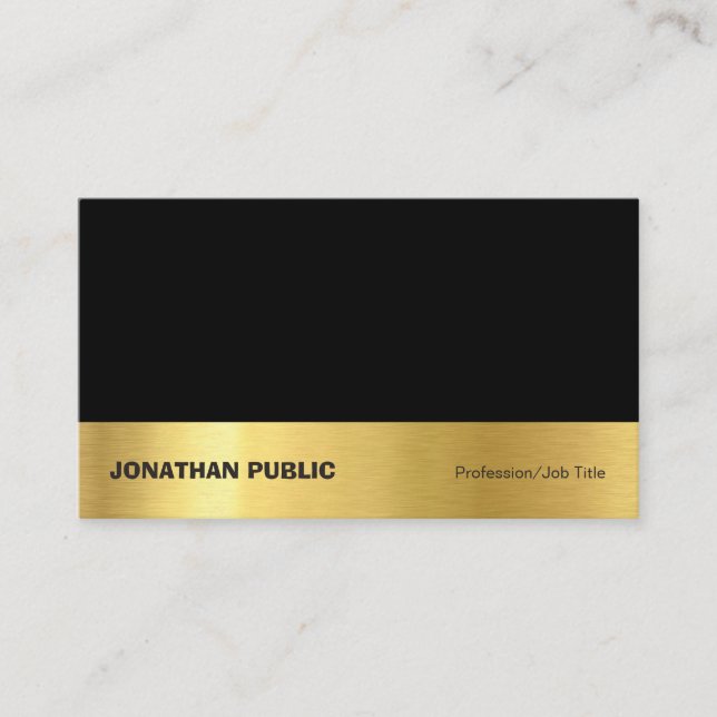 Carte De Visite Élégant Moderne Professionnel Noir Or Simple (Devant)