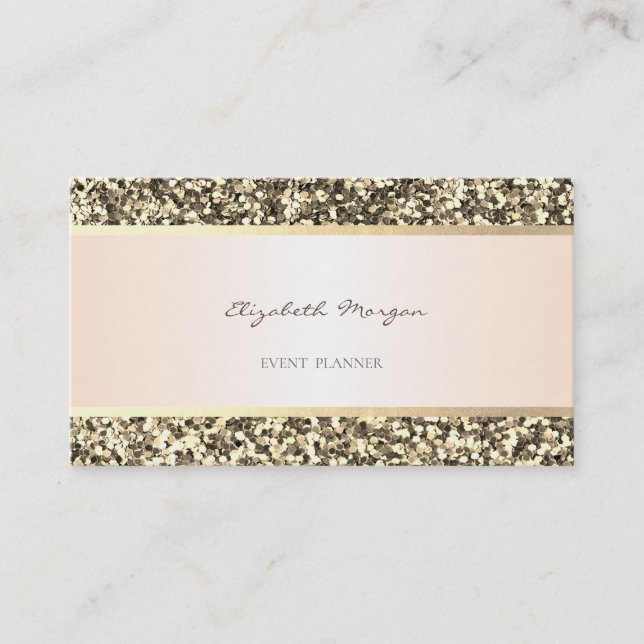Carte De Visite Élégant Moderne Professionnel,  Paillettes Dorées (Devant)