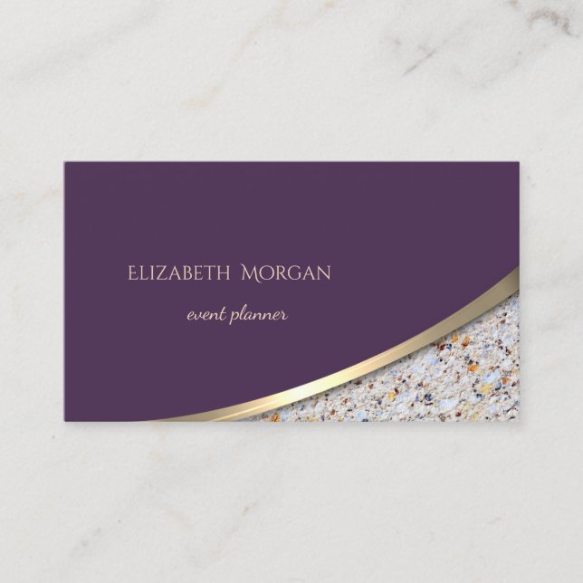 Carte De Visite Élégant Moderne Professionnel Violet, Marbre (Devant)