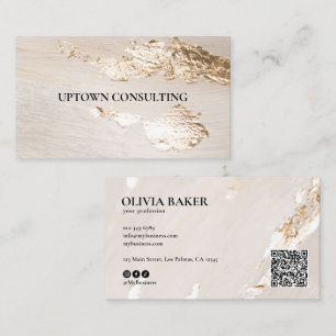 Carte De Visite Élégant Moderne QR Code Faux Feuille D'or de Class