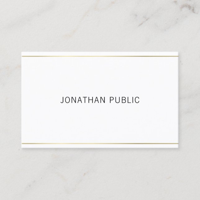 Carte De Visite Élégant Moderne Rayé Or Simple Professionnel (Devant)