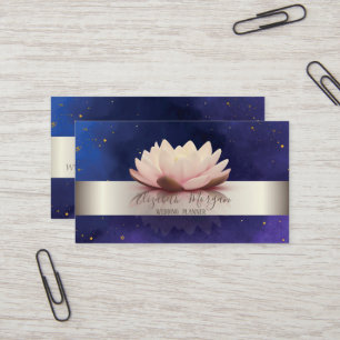 Carte De Visite Élégant Moderne Rayure Argentée Bleu Lotus