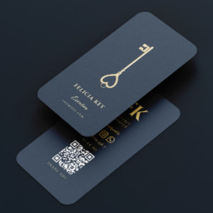 Carte De Visite Élégant Moderne Réaliseur Immobilier Agent Bleu fo