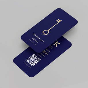 Carte De Visite Élégant Moderne Réaltor Immobilier Midnight Blue