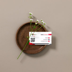 Carte De Visite Élégant moderne rouge et blanc