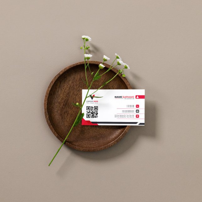 Carte De Visite Élégant moderne rouge et blanc (Créateur téléchargé)