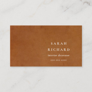 Carte De Visite Élégant Moderne Rustique Tan Tan Texture Cuir Pers