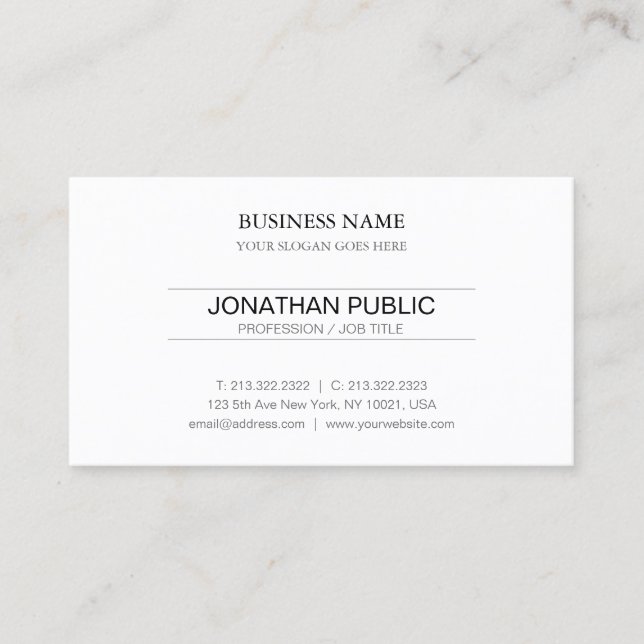 Carte De Visite Élégant Moderne Simple Clair Graphique Professionn (Devant)