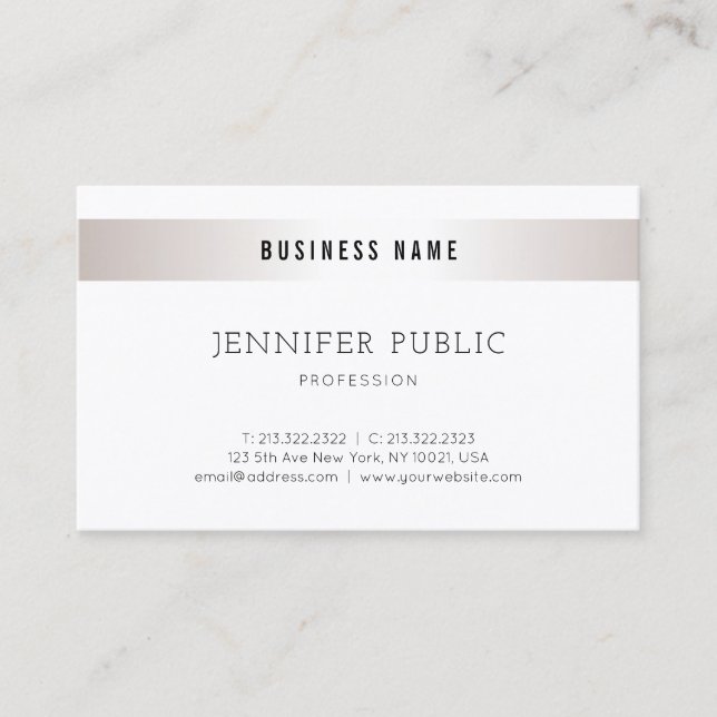 Carte De Visite Élégant Moderne Simple Design Argent Professionnel (Devant)