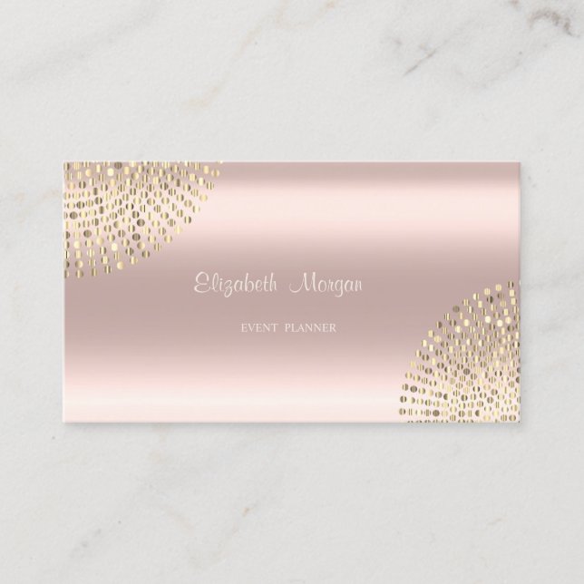 Carte De Visite Élégant Moderne Simple,Dots,Or Rose (Devant)