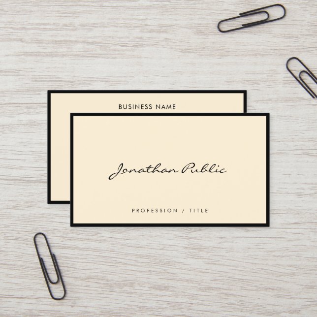 Carte De Visite Élégant Moderne Simple Typographie Script Luxe (Devant/Arrière en situation)