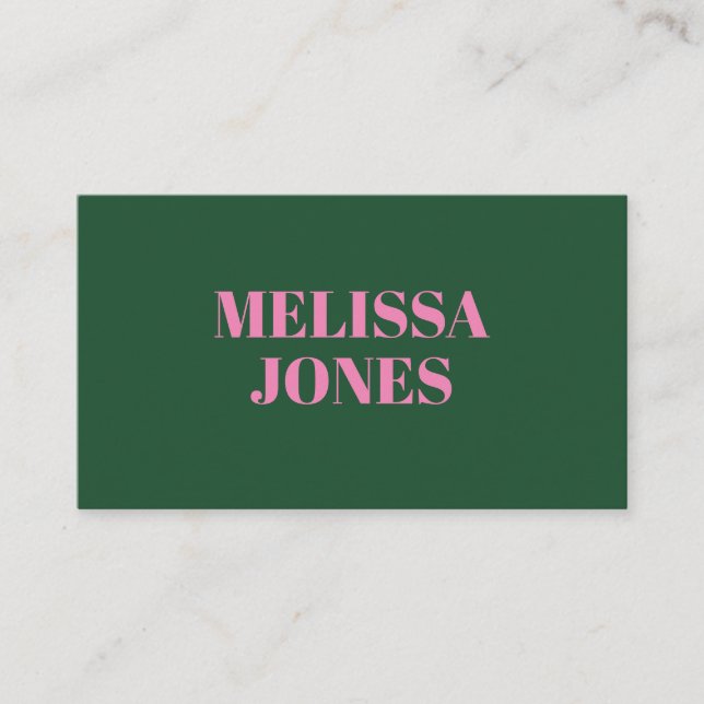 Carte De Visite Élégant moderne vert rose professionnel (Devant)