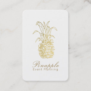 Carte De Visite Élégant Moderne Vintage Ananas Tropical Doré