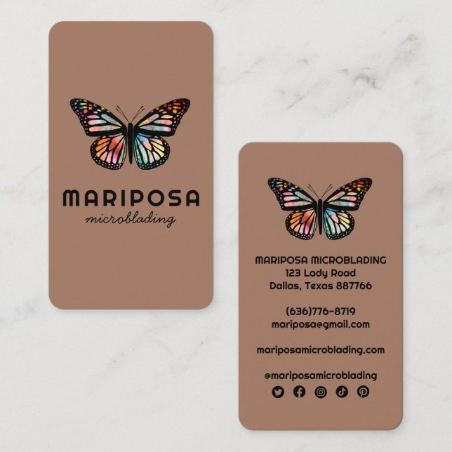 Carte De Visite Elégant Monarch Butterfly Esthetician Beauty Salon (Devant / Derrière)