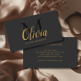 Carte De Visite Elegant monogram logo gray black professional