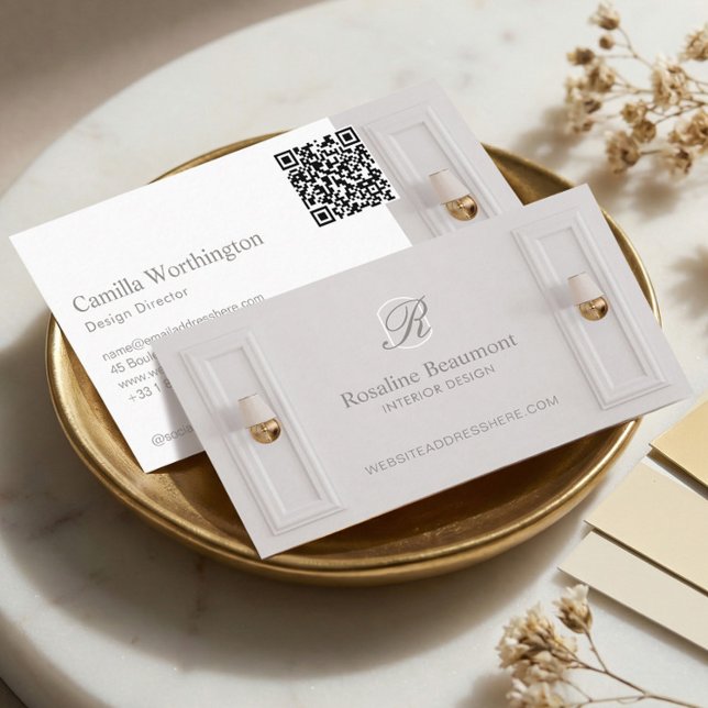 Carte De Visite Elegant Monogram Professional Interior Designer (Elegant Monogram Professional Interior Designer Business Card)