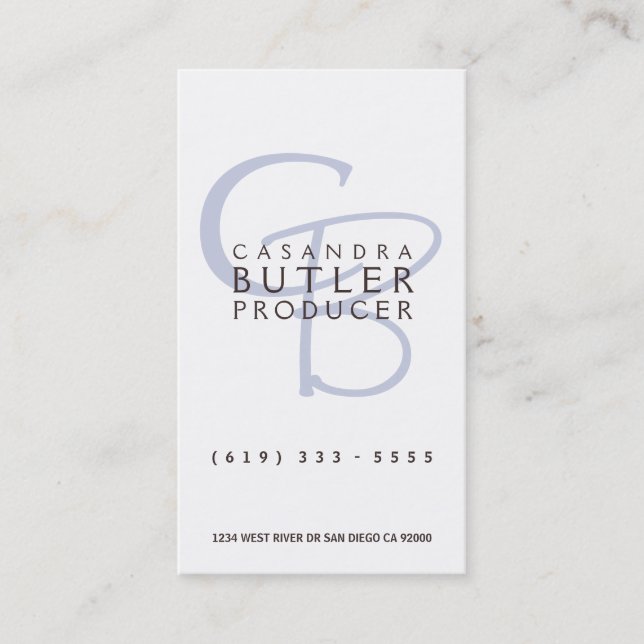 Carte De Visite Élégant monogramme (Devant)