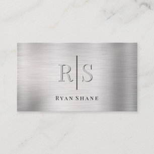 Carte De Visite Élégant monogramme 3D DIY et nom noir en argent br