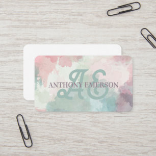 Carte De Visite Élégant monogramme Couches aquarelles
