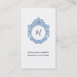 Carte De Visite Élégant Monogramme de cadre de crête ornementale