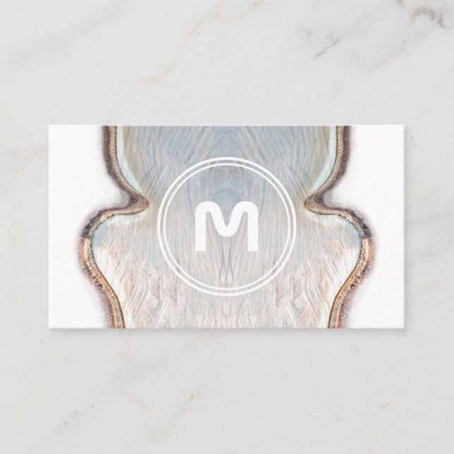 Carte De Visite Élégant monogramme de menuiserie en bois clair c (Devant)