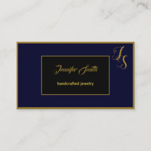 Carte De Visite Élégant Monogramme et logo personnalisé noir foncé