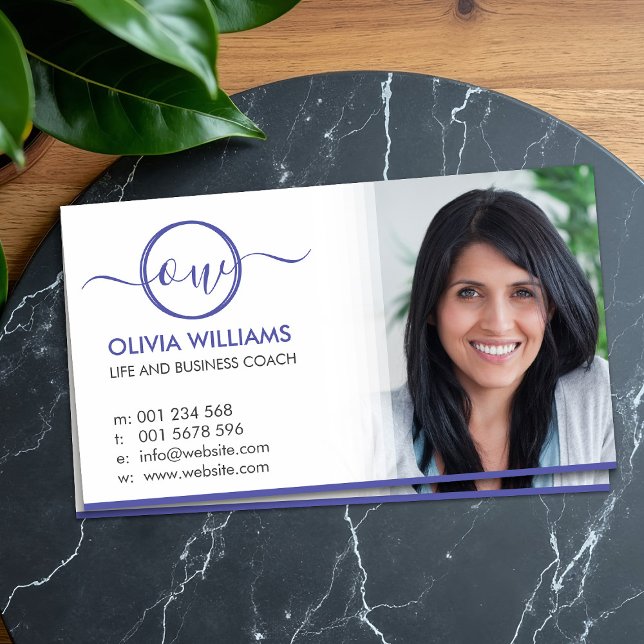 Carte De Visite Élégant Monogramme et photo (Créateur téléchargé)