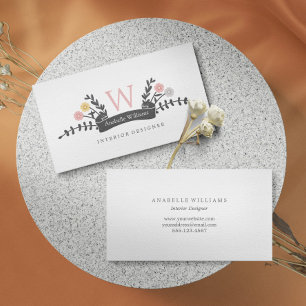 Carte De Visite Élégant Monogramme Floral Vintage