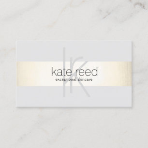 Carte De Visite Élégant Monogramme Gris moderne Or rayé