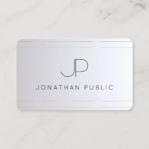 Carte De Visite Élégant Monogramme initial Argent Or Arrondi