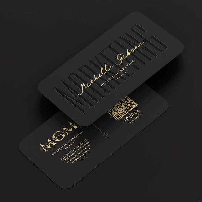 Carte De Visite Élégant Monogramme marketing moderne Noir (Elegant Modern Marketing Monogram Black Gold Business Card
)