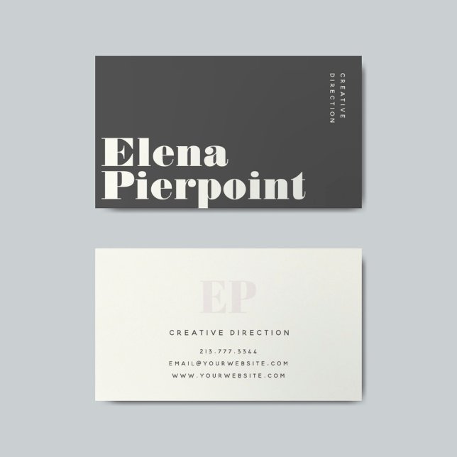 Carte De Visite Élégant Monogramme minimaliste moderne Gris profes (Créateur téléchargé)