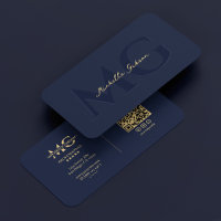 Élégant Monogramme moderne Dark Navy Professionnel