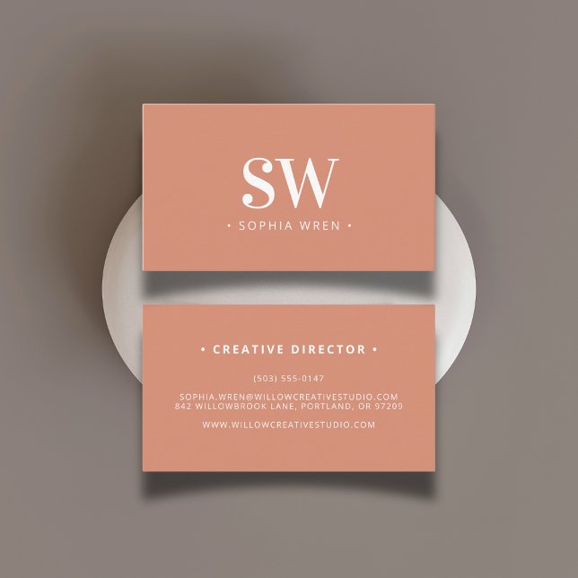 Carte De Visite Élégant Monogramme Moderne Minimal Terracotta (Créateur téléchargé)