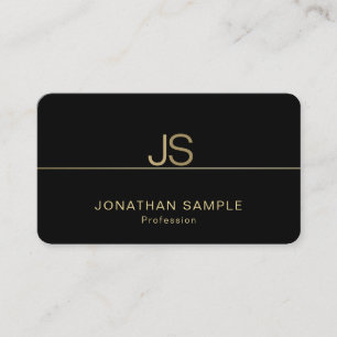 Carte De Visite Élégant Monogramme moderne Noir et or Elite