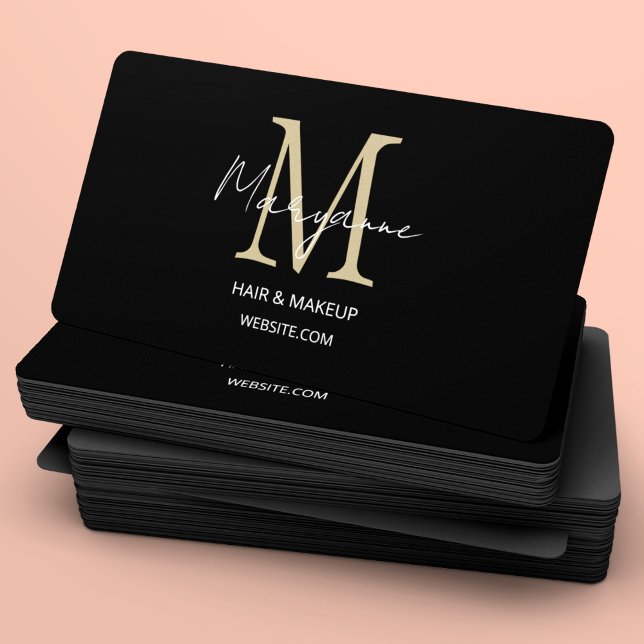 Carte De Visite Élégant Monogramme Moderne Noir Professionnel (Créateur téléchargé)