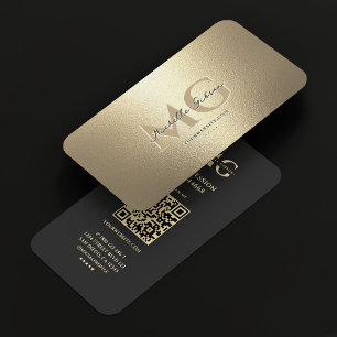 Carte De Visite Élégant Monogramme moderne Professional Faux Gold