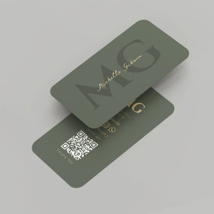 Carte De Visite Élégant Monogramme moderne Sage Green Avocat