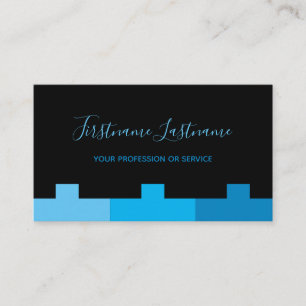 Carte De Visite Élégant monogramme noir et bleu indigo minimal
