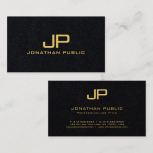 Carte De Visite Élégant Monogramme Noir Et Or Luxe Premium