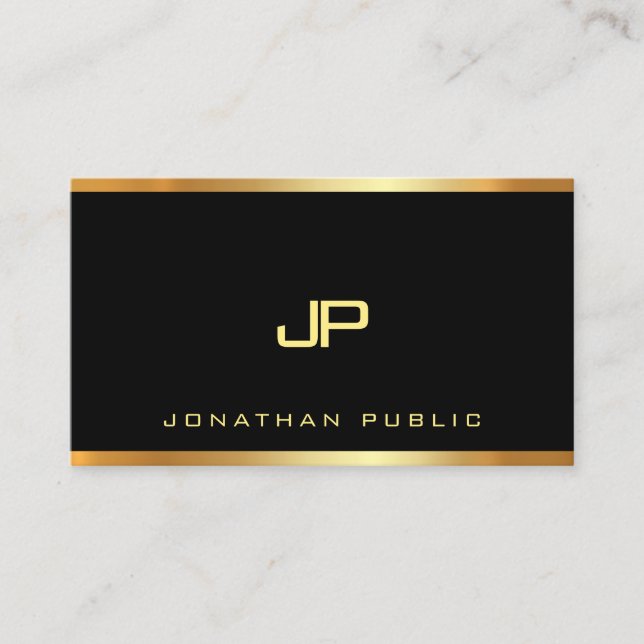 Carte De Visite Élégant Monogramme Or Glam Plain Moderne Luxe (Devant)