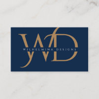 Élégant Monogramme Or Typographie de luxe Bleu fon